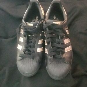 Adidas Superstar Black and Gold Shoes